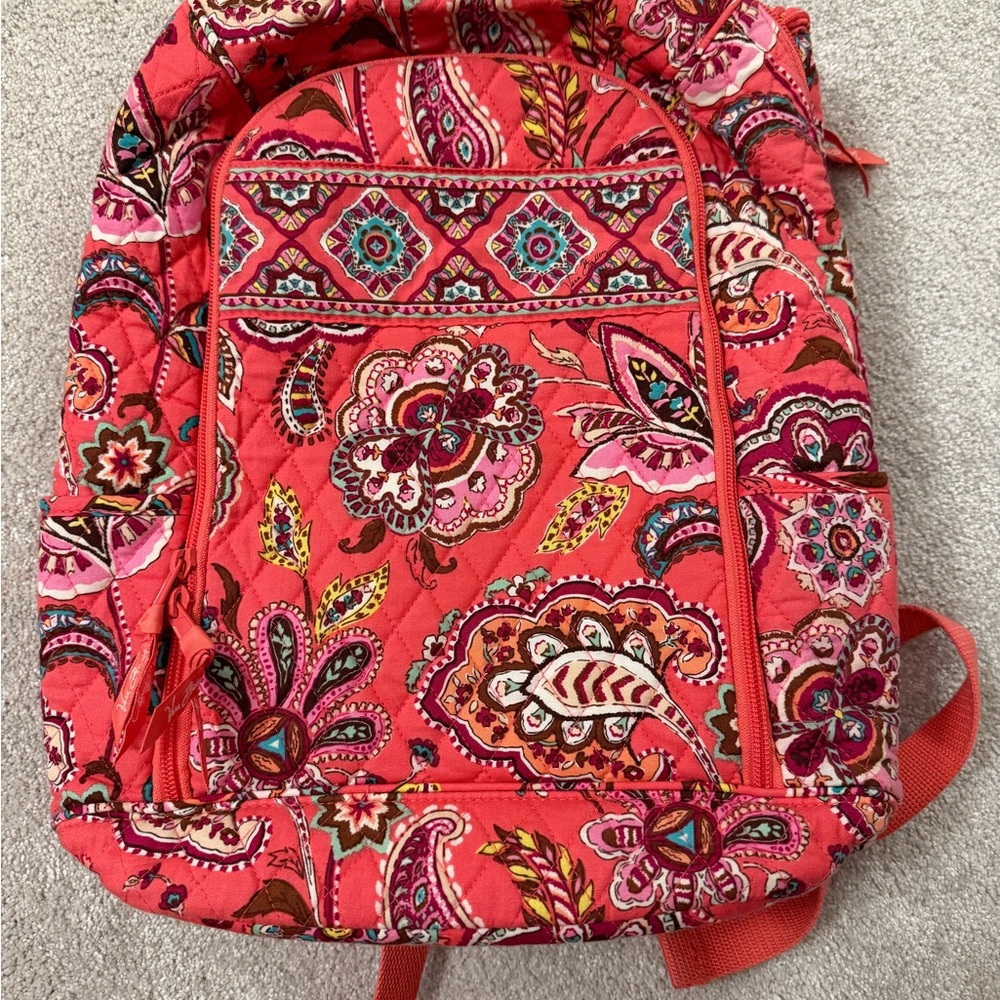 Vera Bradley Coral Pink Paisley Quilted Backpack